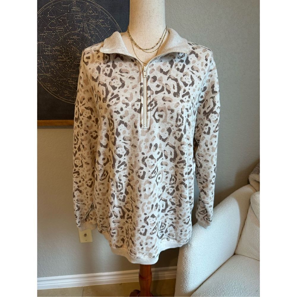 NWOT Aerie Cheetah Animal Print 1/4 Zip Pullover Sweater Size XS 2219